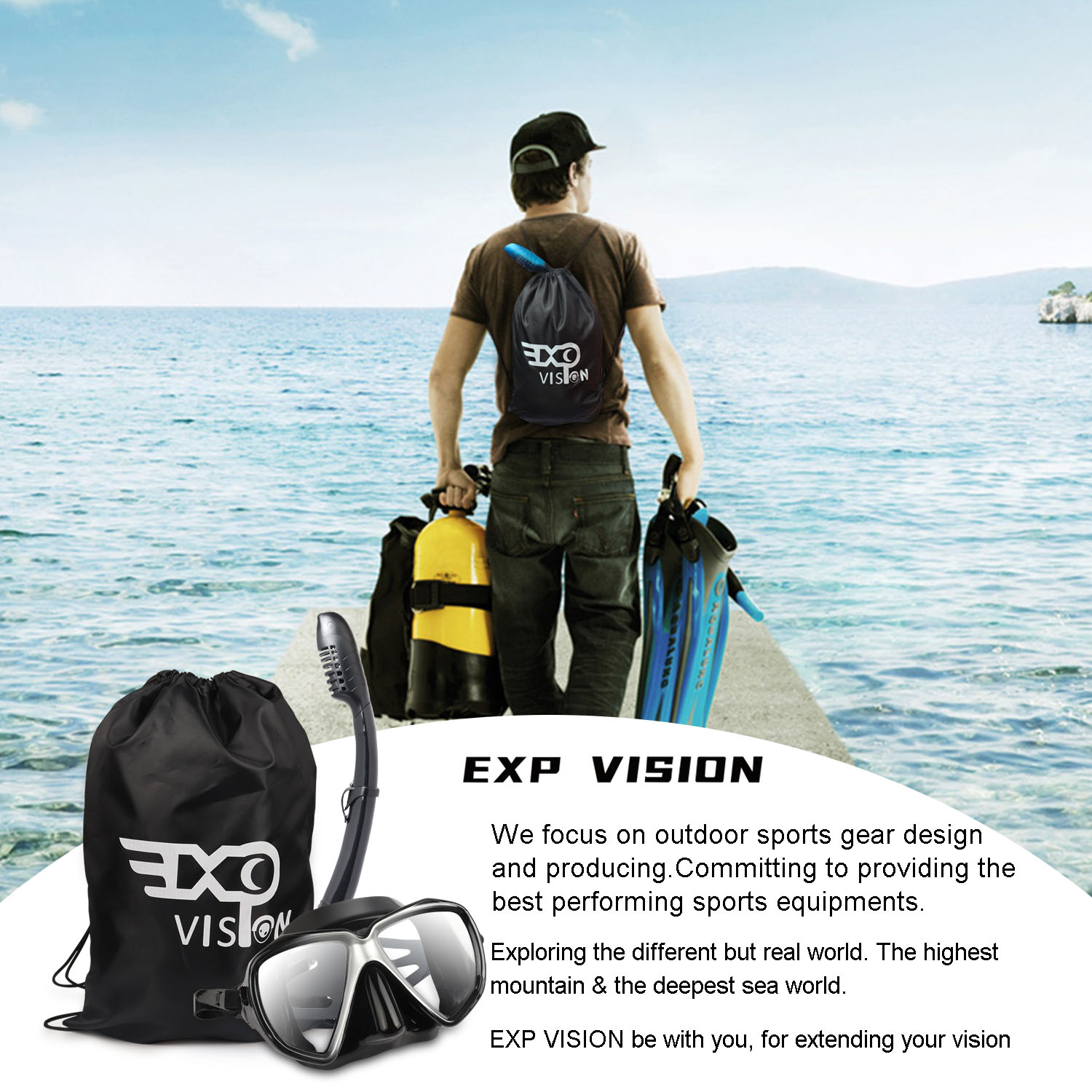 EXP VISION Dry Snorkel Juego d - Freediving Mask Set reseña y precio